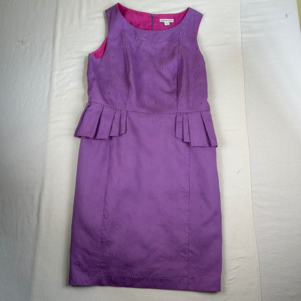 Coldwater Creek Purple Textured Peplum Sheath Dress Size‎ 16 Easter Spring
